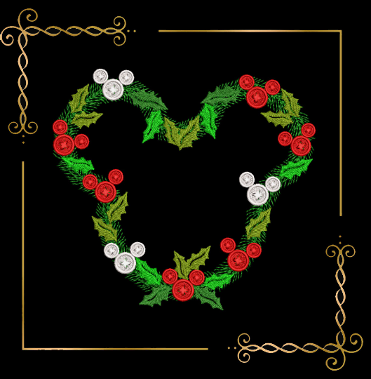 Christmas Wreath Minnie Mickey Mouse head buttons machine embroidery design