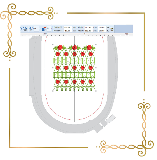 Smocking Plate, Rose flower for dress machine embroidery design to the direct download.