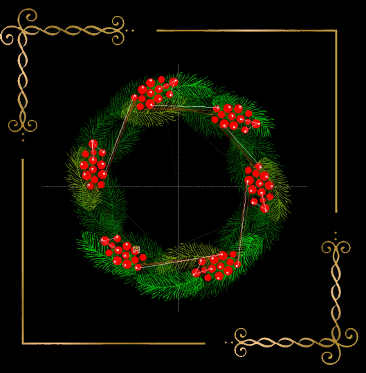 Christmas wreath spruce branches with berries mistletoe machine embroidery design