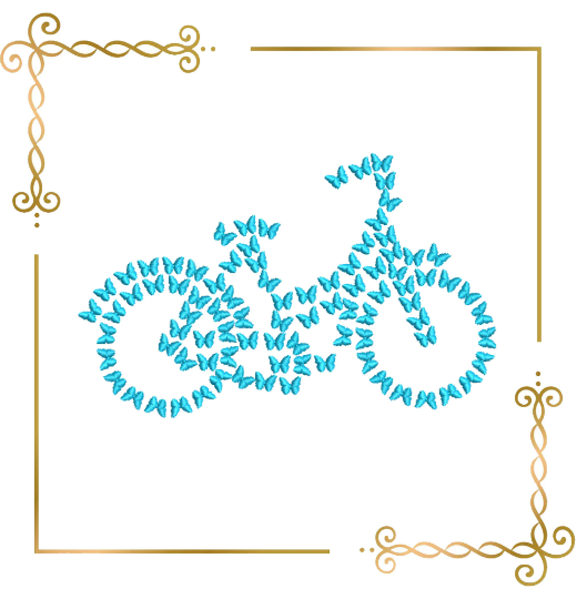 Miscellaneous,  Butterfly bicycle 2 Sizes embroidery design to the direct download.