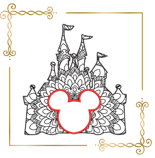 Mickey, Mouse, castle,  embroidery design to the direct download.