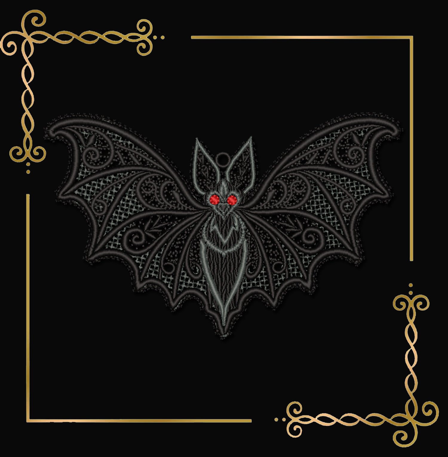 Halloween -Gothic Freestanding Lace Bat Pendant FSL Machine Embroidery Design, Halloween Ornament, Instant (Digital Download)