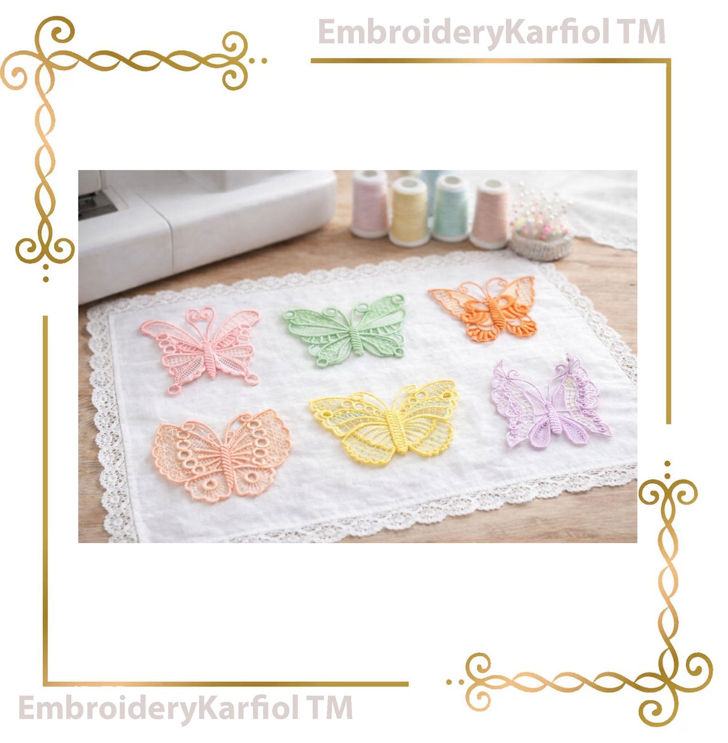 Lace and decorations Belgiumlace Butterfly Machine Embroidery designs  SET 11 ST. instant download