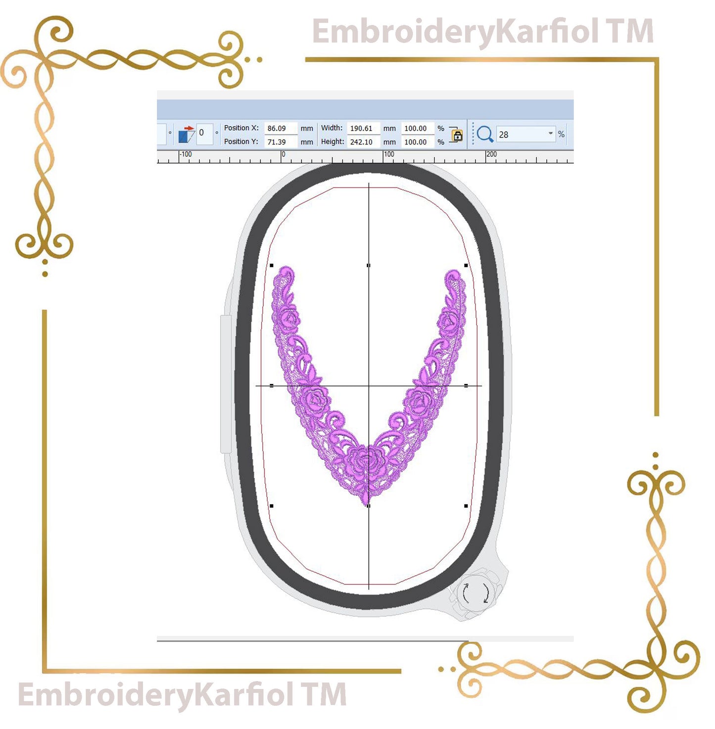 Lace and decorations Machine Embroidery Design Belgian Floral Lace Neckline FSL Instant Download
