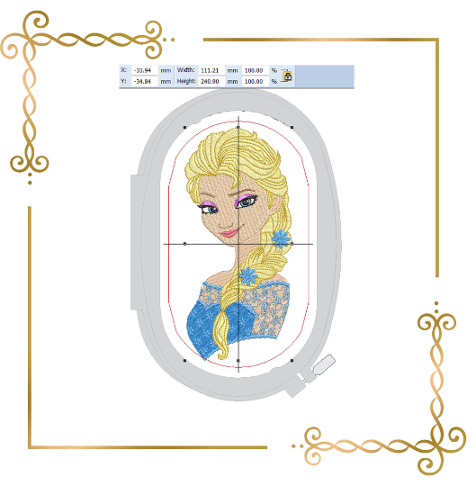 Princess Elsa Frozen lace dress Disney charackter magic fairy tale, machine embroidery design
