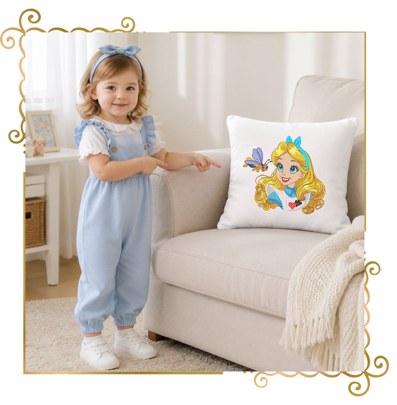 Princess Alice in Wonderland Embroidery Design, Alice Machine Embroidery File, Fantasy Girl Embroidery, Tea Party Instant Download