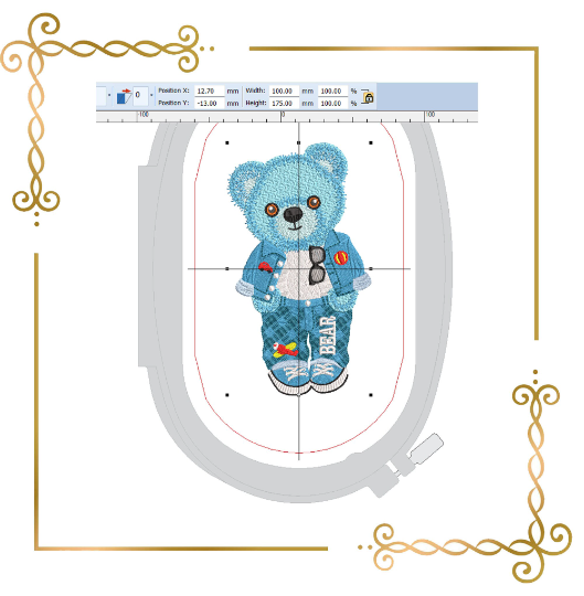 Teddy Bear blue boy Super Fashion Gucci sweater sneakers cartoon character digital embroidery design