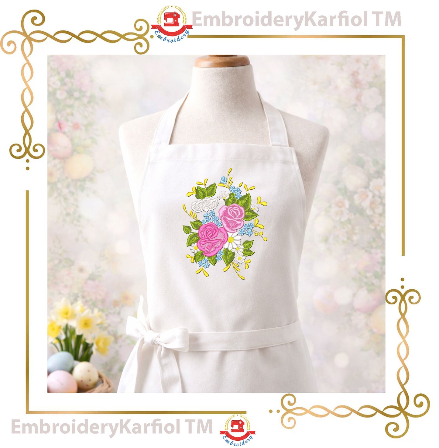 Flowers Bouquet Embroidery Design | Rose Flower Machine Embroidery Pattern | Wedding Spring Garden Embroidery | Instant Download