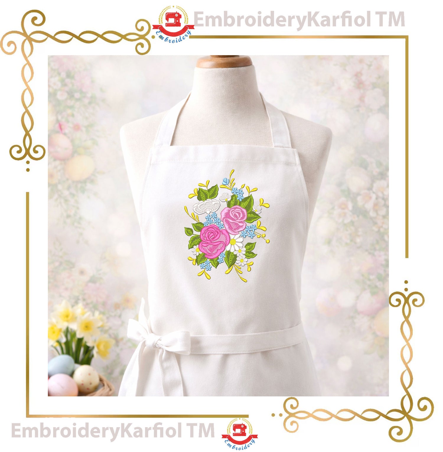 Flowers Bouquet Embroidery Design | Rose Flower Machine Embroidery Pattern | Wedding Spring Garden Embroidery | Instant Download