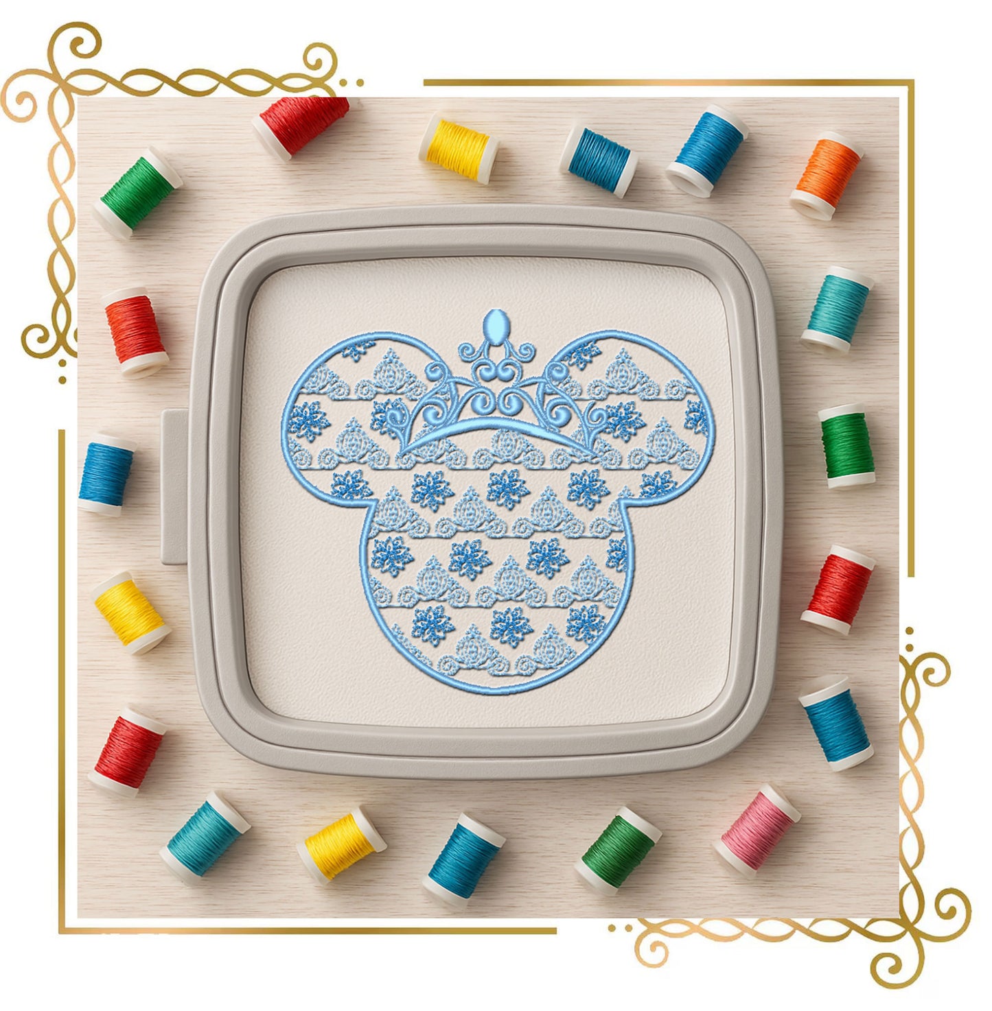 Mouse Head princess Cinderella digital Machine Embroidery designs