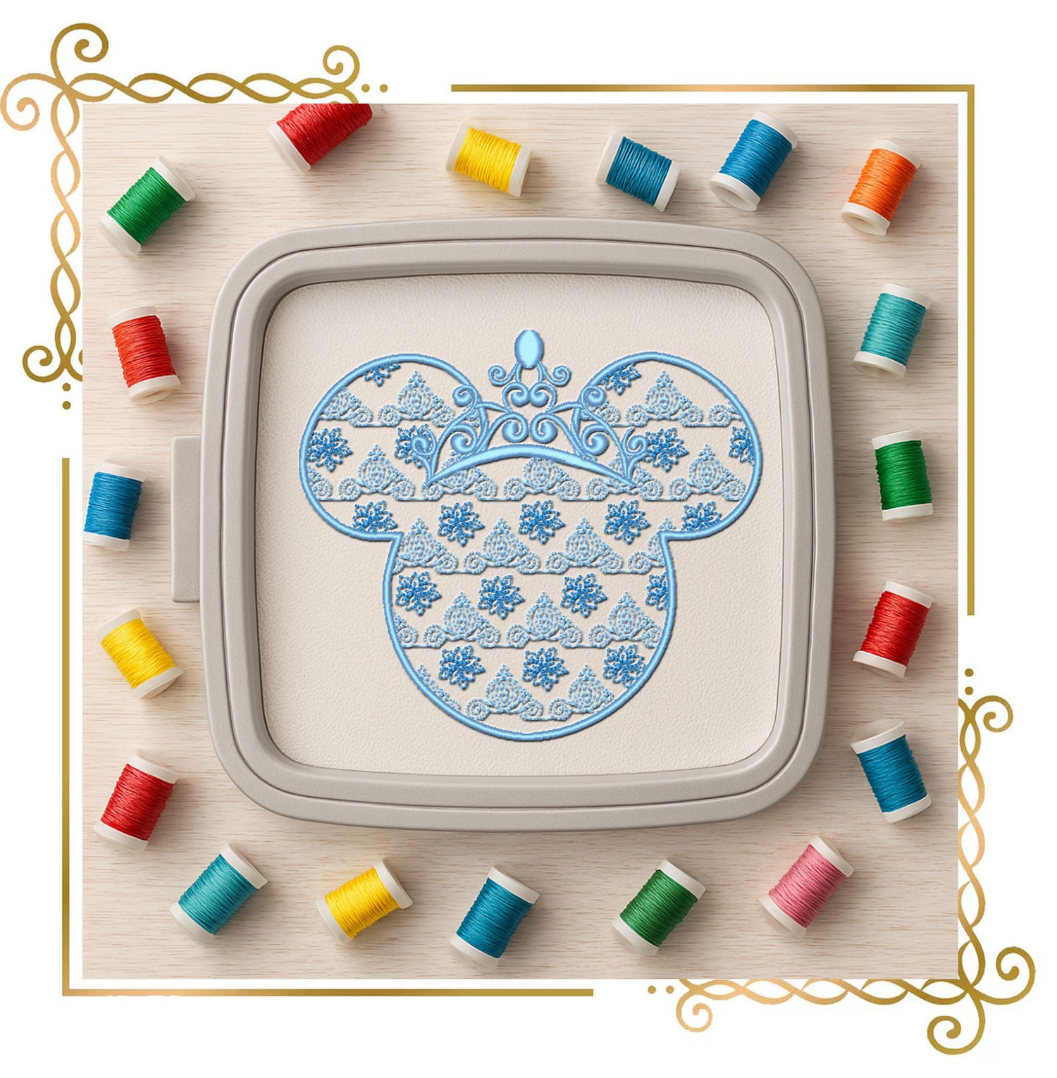 Mouse Head princess Cinderella digital Machine Embroidery designs