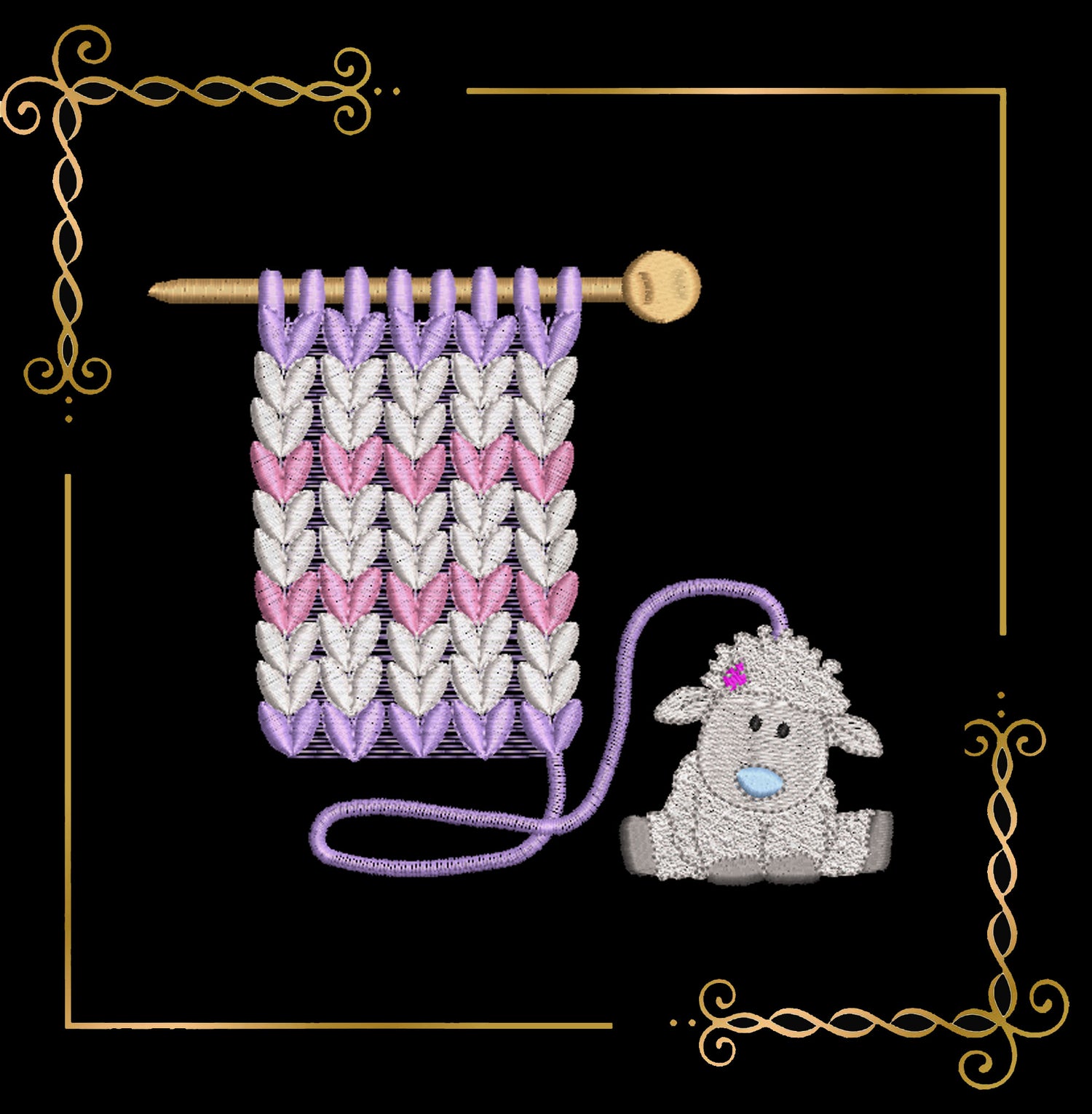 Christmas Knitted Sheep Embroidery is a fun design with knitting and a toy 2 sizes