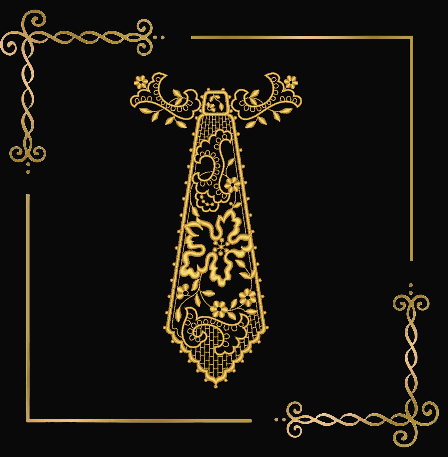 Lace and decorations Tie Embroidery Design, Victorian Neckpiece, Digital Download NOT FSL