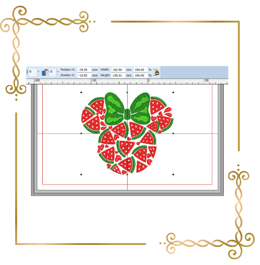 Minnie, Head, Mouse, Summer, Watermelon embroidery design to the direct download.