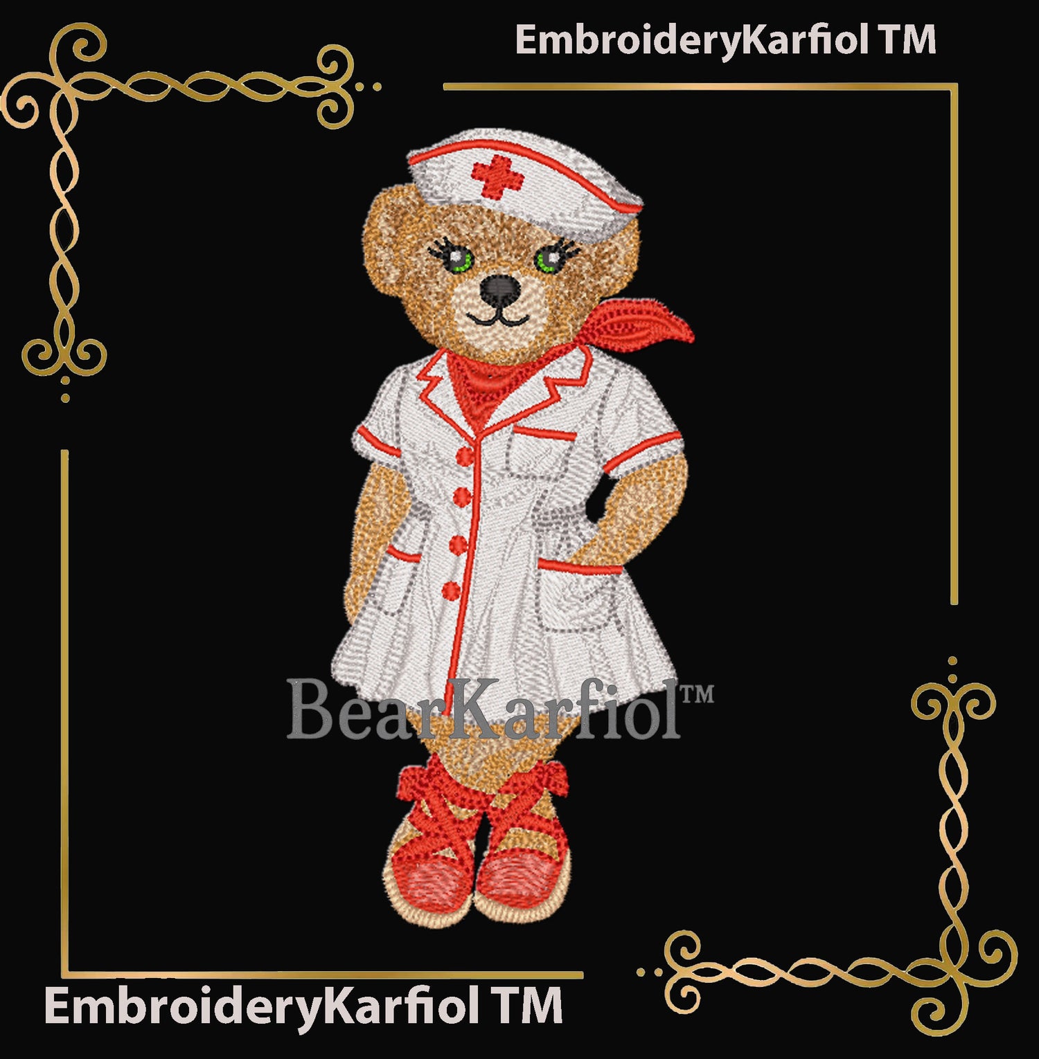 Teddy  Bear - Nurse Teddy Bear Embroidery Design –  Medical Bear, Healthcare Gift – Vintage BearKarfiol™ (Digital File)