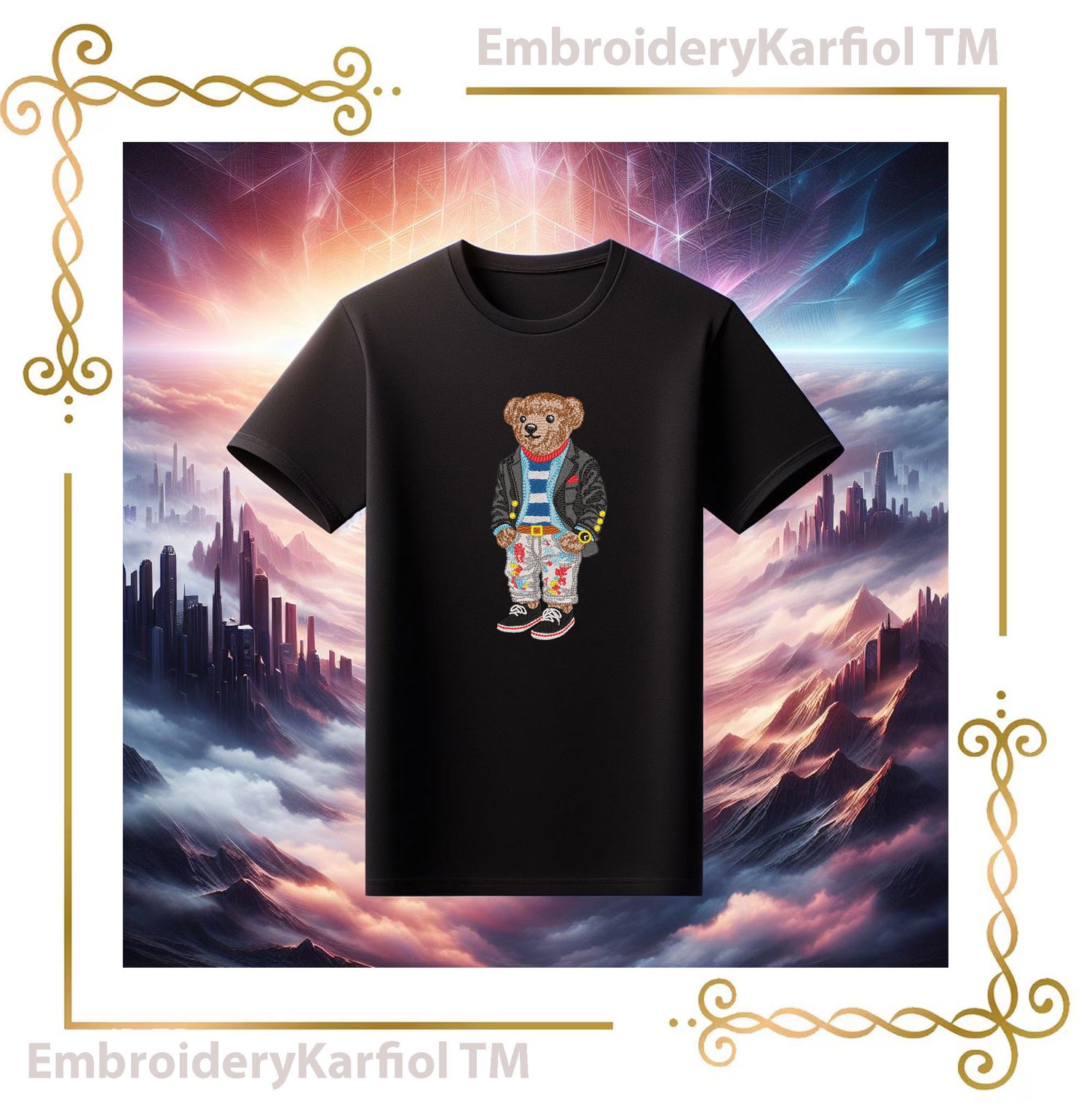 Teddy  Bear - Preppy Fashion Bear Embroidery Design – Designer Stylish Teddy (Digital File)