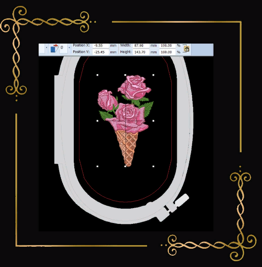 ice cream  Sweet Surprise ice cream roses  1 Sizes  embroidery design