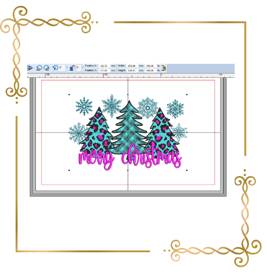 Christmas Winter, Christmas trees, Christmas lettering digital machine embroidery design