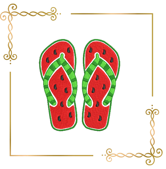 Summer Minnie Mouse head afro american girl glasses Flip flops watermelon machine embroidery design