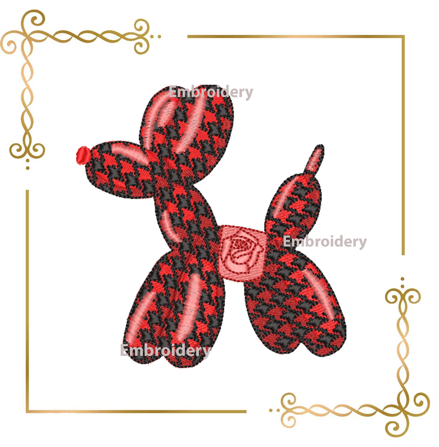 Balloon Dog  Pattern (chanel) and  Bow Machine Embroidery Design