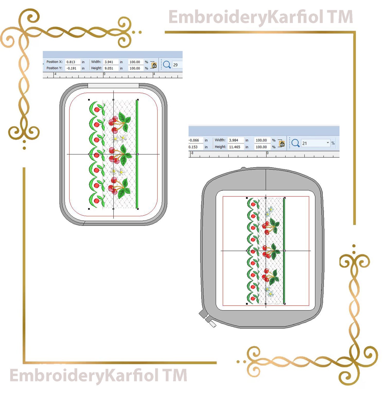 Smocking plate embroidery design cherry flowers  for dress machine embroidery design