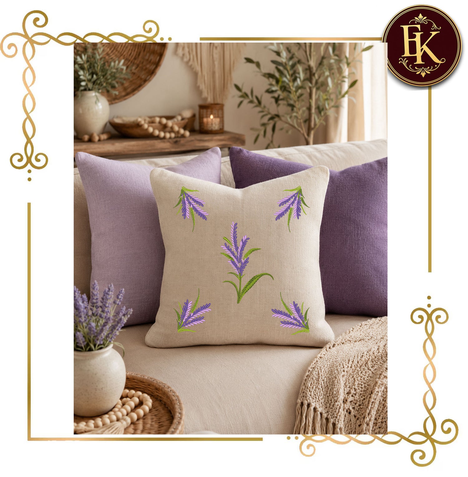 Flowers Embroidery Design Lavender Branch Set, Botanical Floral, Provence Herb Garden Motifs