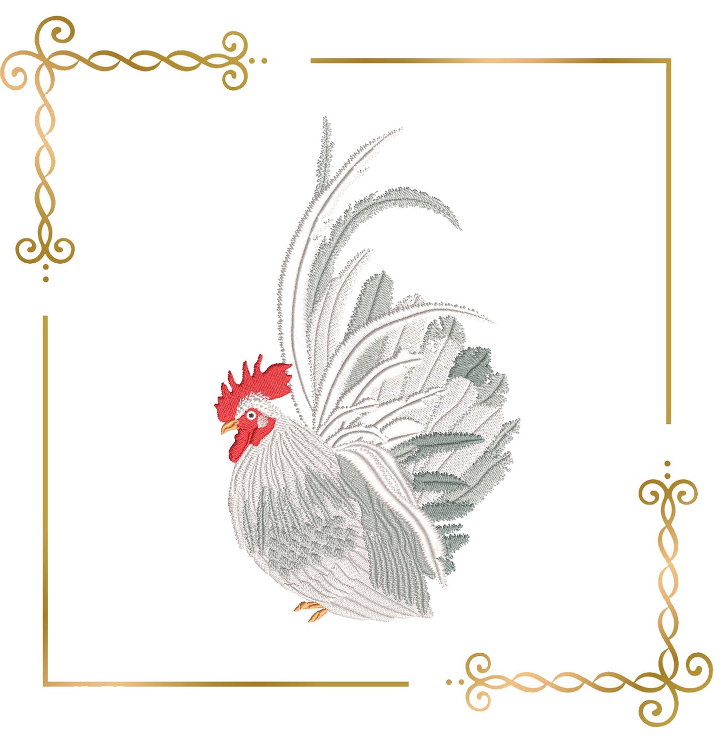 Easter Majestic Easter Rooster Embroidery Design Digital 2 Sizes