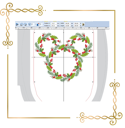 Christmas Mickey Mouse Christmas Wreath  mistletoe machine embroidery design digital