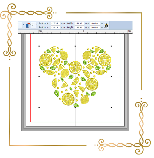 Minnie Mouse Head lemon Summer digital machine embroidery design