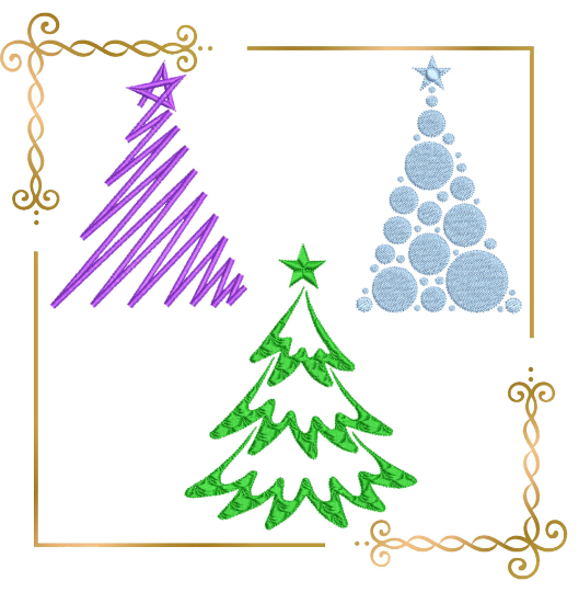 Christmas trees SET Winter Merry Christmas Super trendy Christmas tree machine embroidery design to the direct download