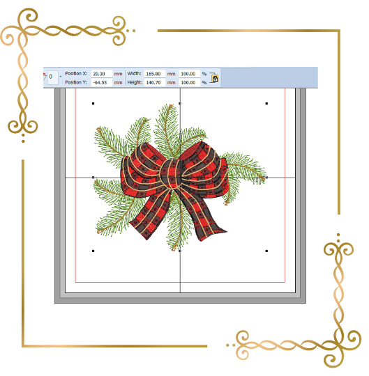 Christmas bow Winter Christmas tree branches  digital embroidery design