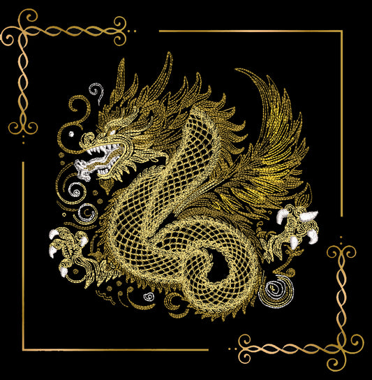 Animals fabulous Dragon neon digital machine embroidery design