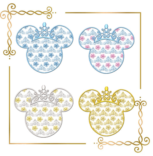 Mouse Head princess Cinderella digital Machine Embroidery designs