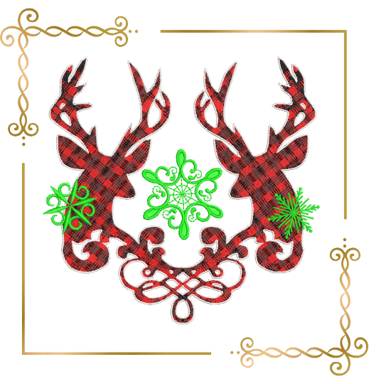 Christmas  Reindeer and snowflakes digital embroidery design