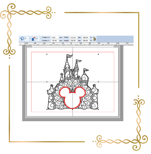 Mickey, Mouse, castle,  embroidery design to the direct download.