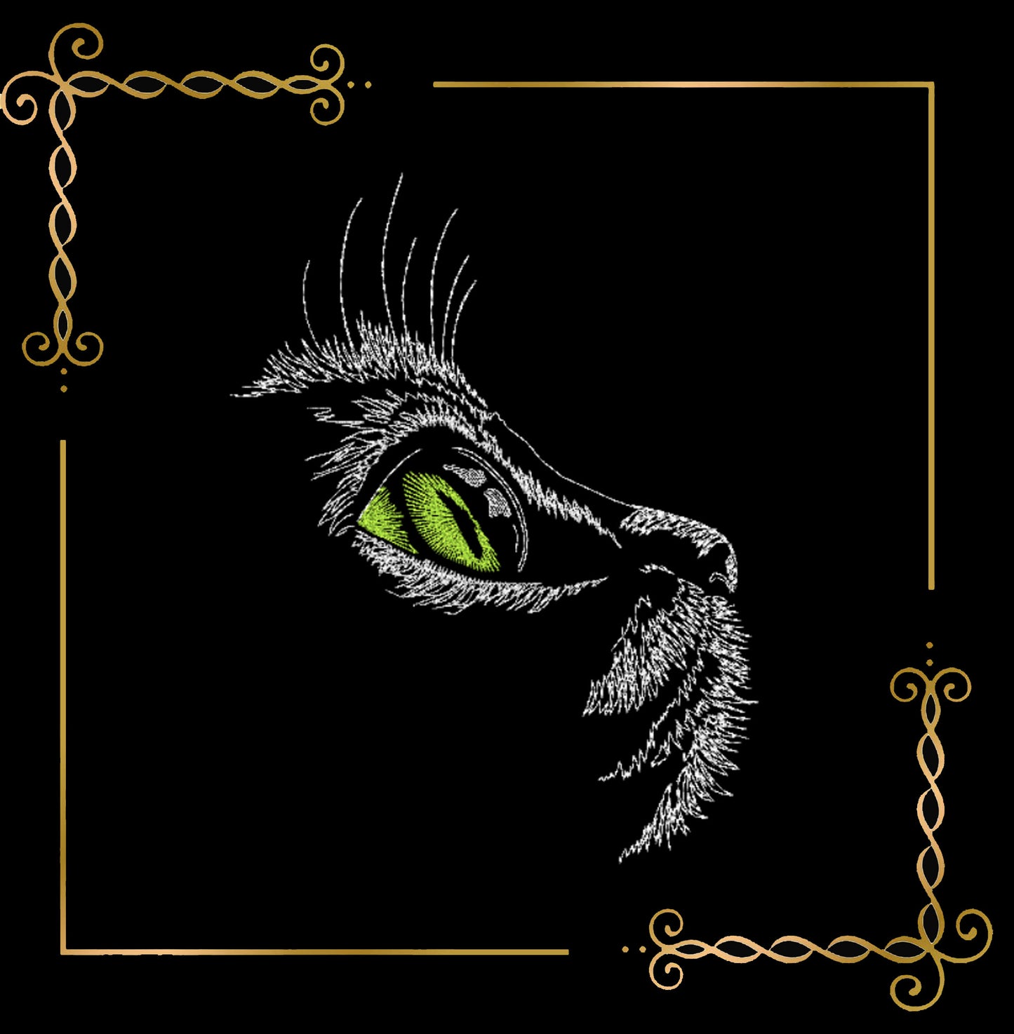 Animals fabulous Cat  line face digital machine embroidery design