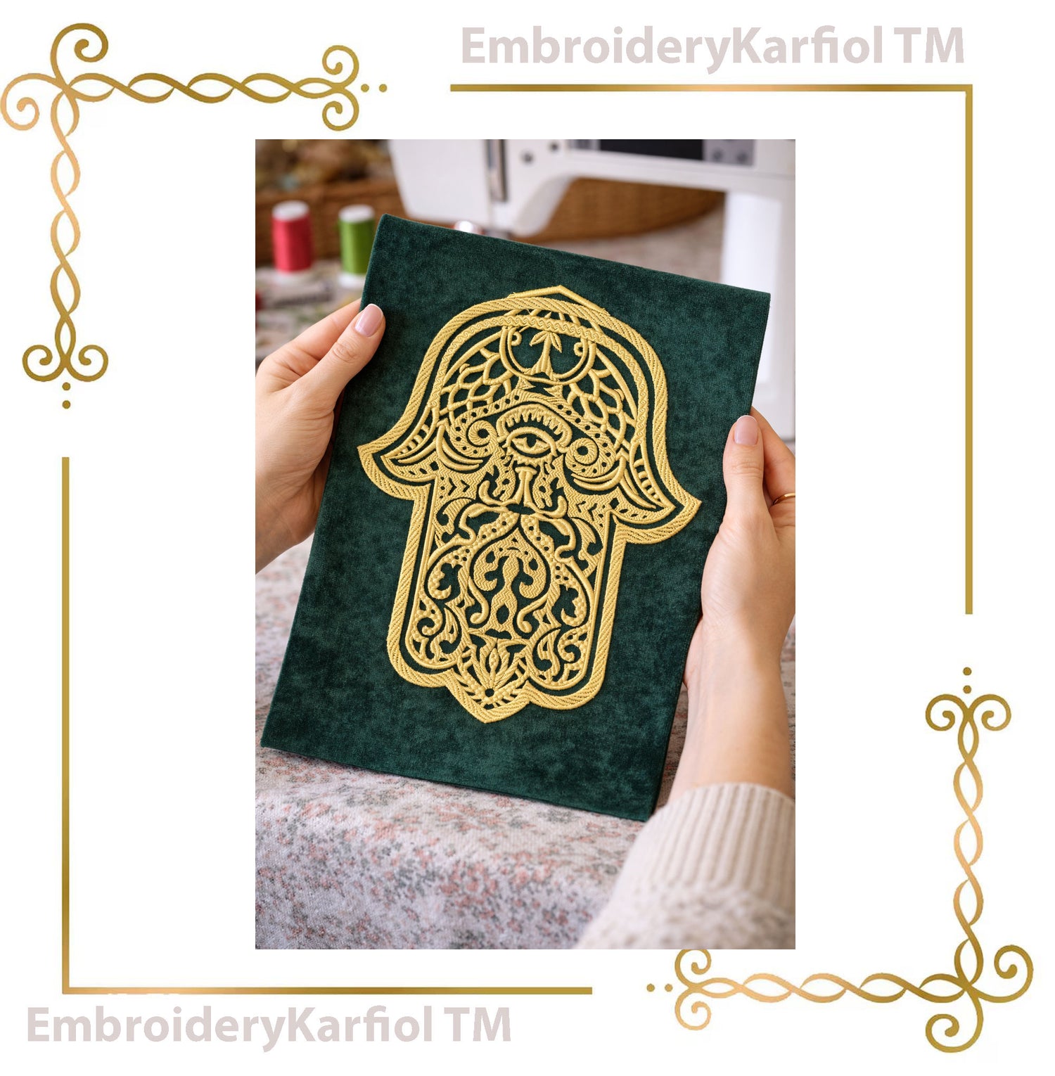 Religion Embroidery Design Hamsa Hand, Ornamental Symbolic Decor, Evil Eye Machine Embroidery Pattern, Instant Download