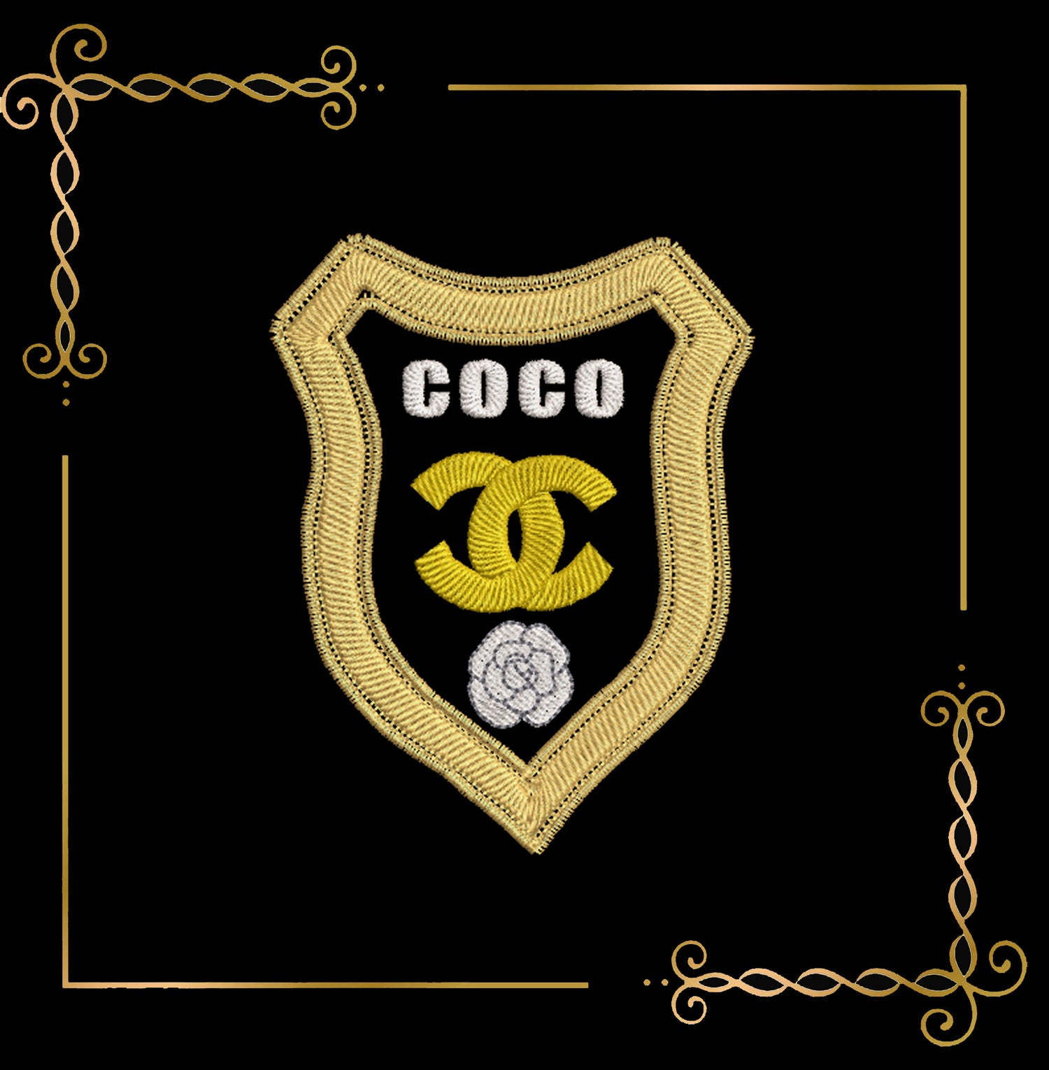 Logo Luxury Embroidery Design - "Coco Shield" digital embroidery design