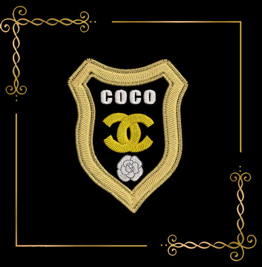 Logo Luxury Embroidery Design - "Coco Shield" digital embroidery design