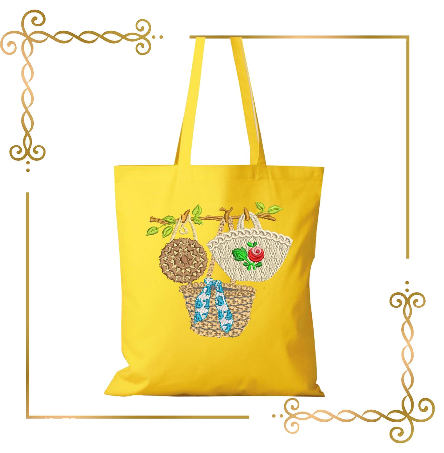 T-shirt Boho Chic Straw Bags Embroidery Design 1 Size