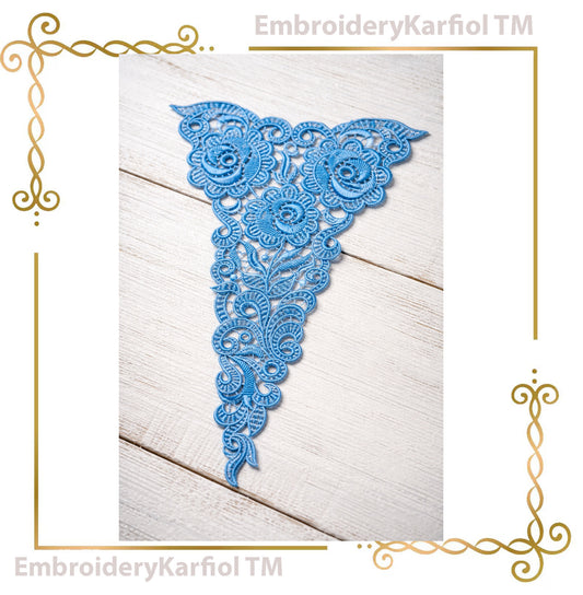 Lace and decorations Machine Embroidery Design Belgian Floral Lace Neckline FSL Instant Download