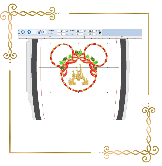 Christmas Minnie Mouse Wreath head castle embroidery design