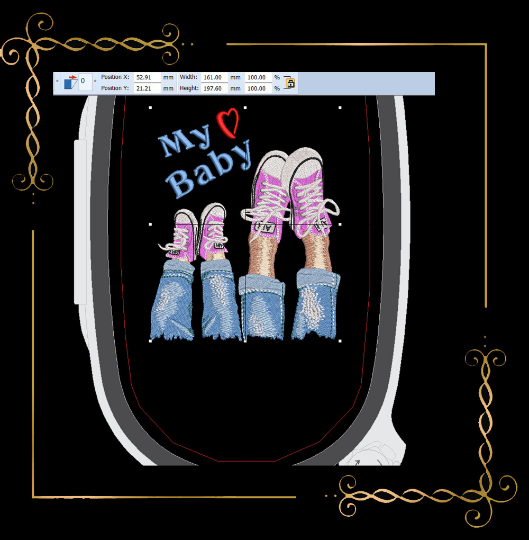 Miscellaneous Mother's Day mom and baby  legs in sneakers jeans machine embroidery design