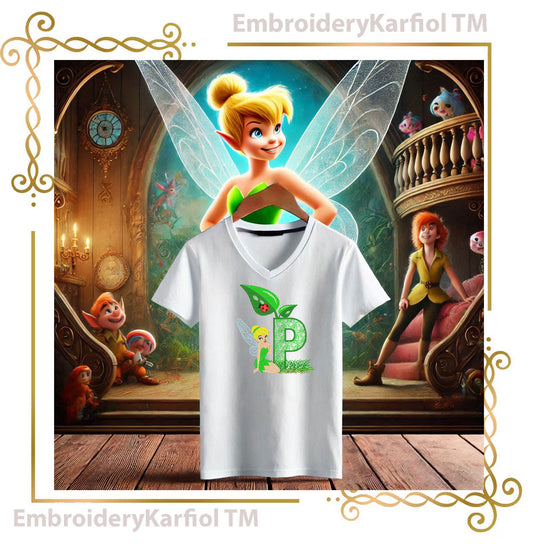 Letters Tinker bell princess Disney Alphabet Letter P fabulous fairy digital embroidery design