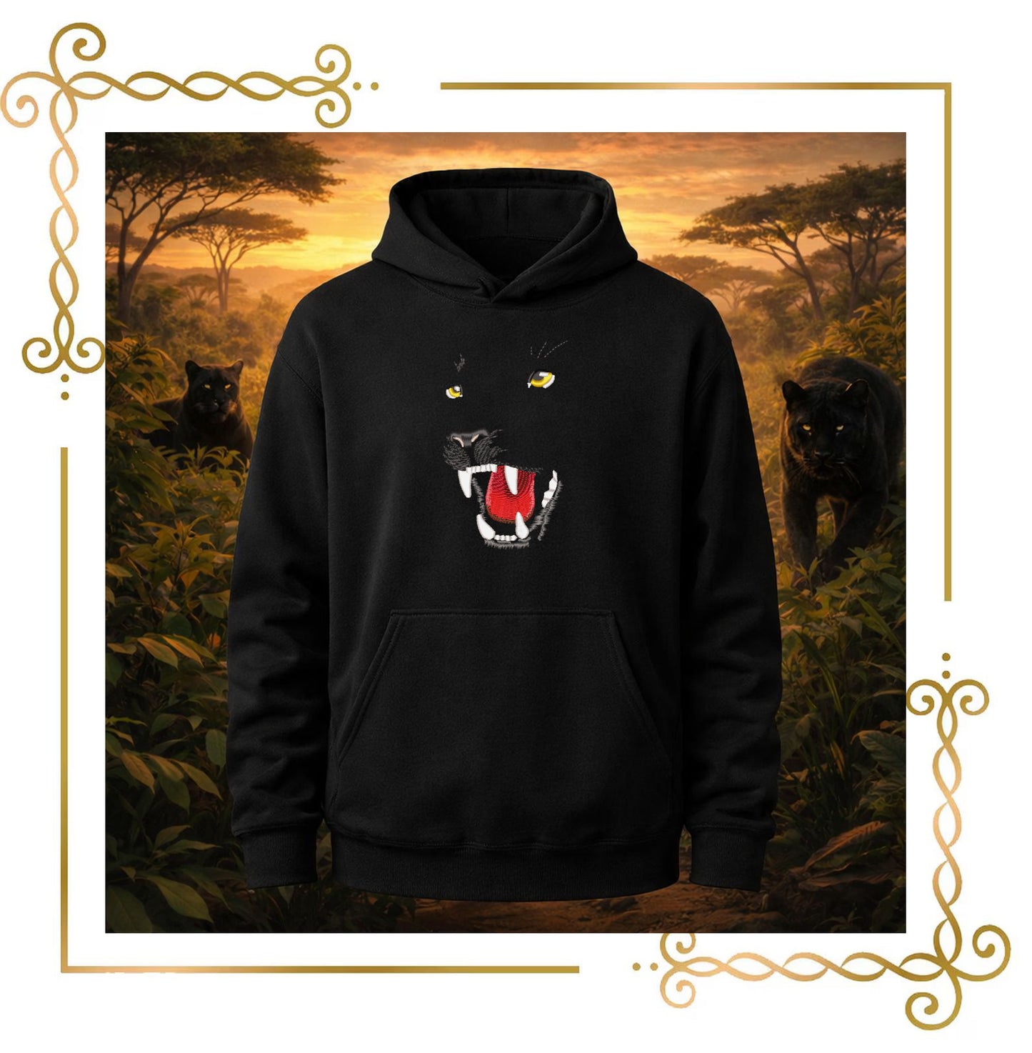 Animals Panther Face Embroidery Design, Black Panther Snarling, Machine Embroidery File, Wild Cat Animal Design