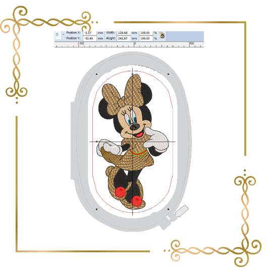 Minnie Mouse dressed Gucci parody digital embroidery design 