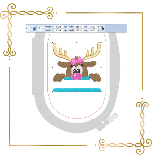 Christmas little girl reindeer with a bow Deer digital machine embroidery design