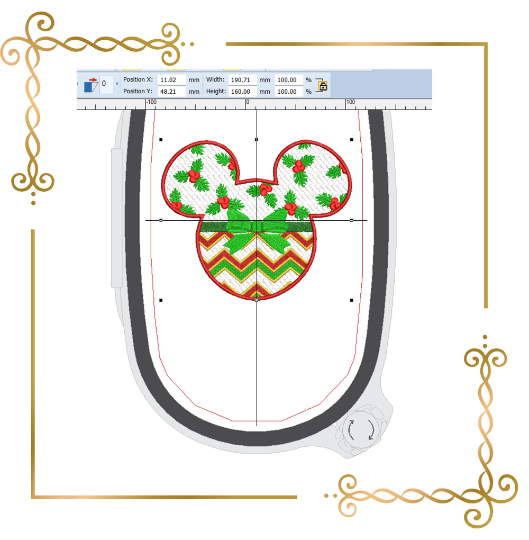 Christmas Minnie Mouse head bow lace Disney 2 Sizes embroidery design