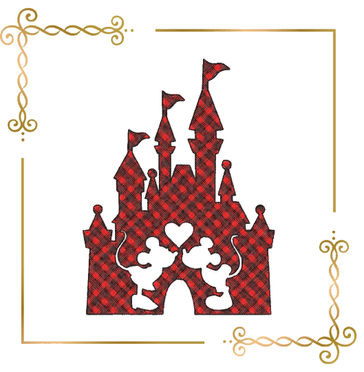 Mickey and Minnie Mouse castle love valentines day digital machine embroidery design