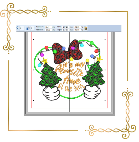 Christmas Minnie Mouse  Garland Christmas Tree  embroidery design